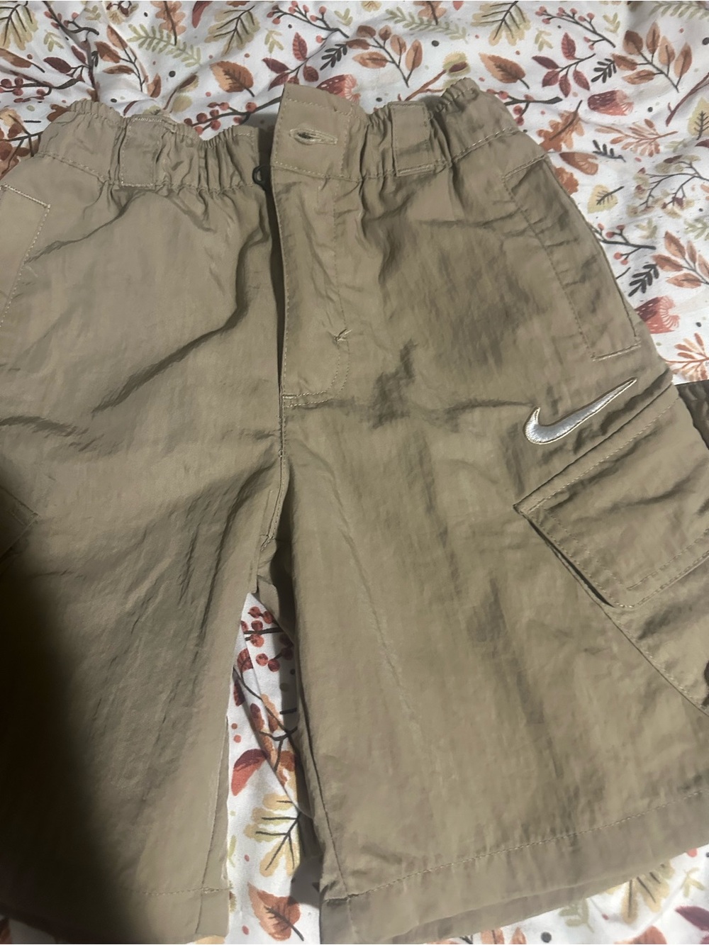 Nike Khaki Cargo Shorts with Silver Swoosh